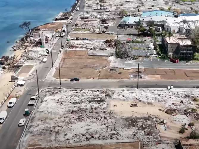 Aerial view of Lahainaluna & Front St as of June/24