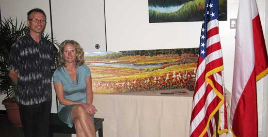 Painting by Roman Czerwinski: Red Poppies by the River